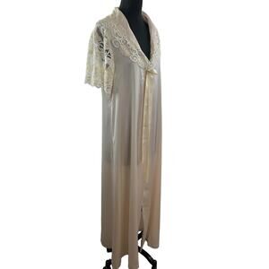 VINTAGE DOLCE LIA Beige Lingerie Robe Lace Wedding Italian Elegant Sz 46 US 12